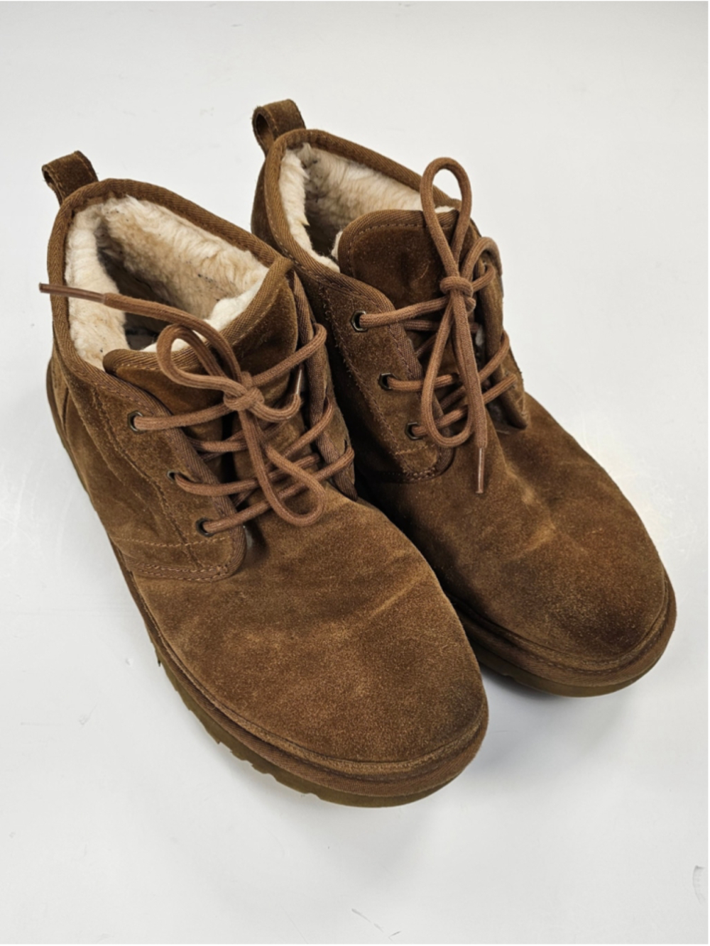 UGG Neumel Chukka Boots Mens 11 Chestnut Brown Suede Shearling Lined 3236